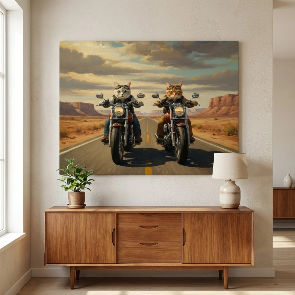 Artzuzu Custom Portrait For Multi Pets - The Motorcycle Riders