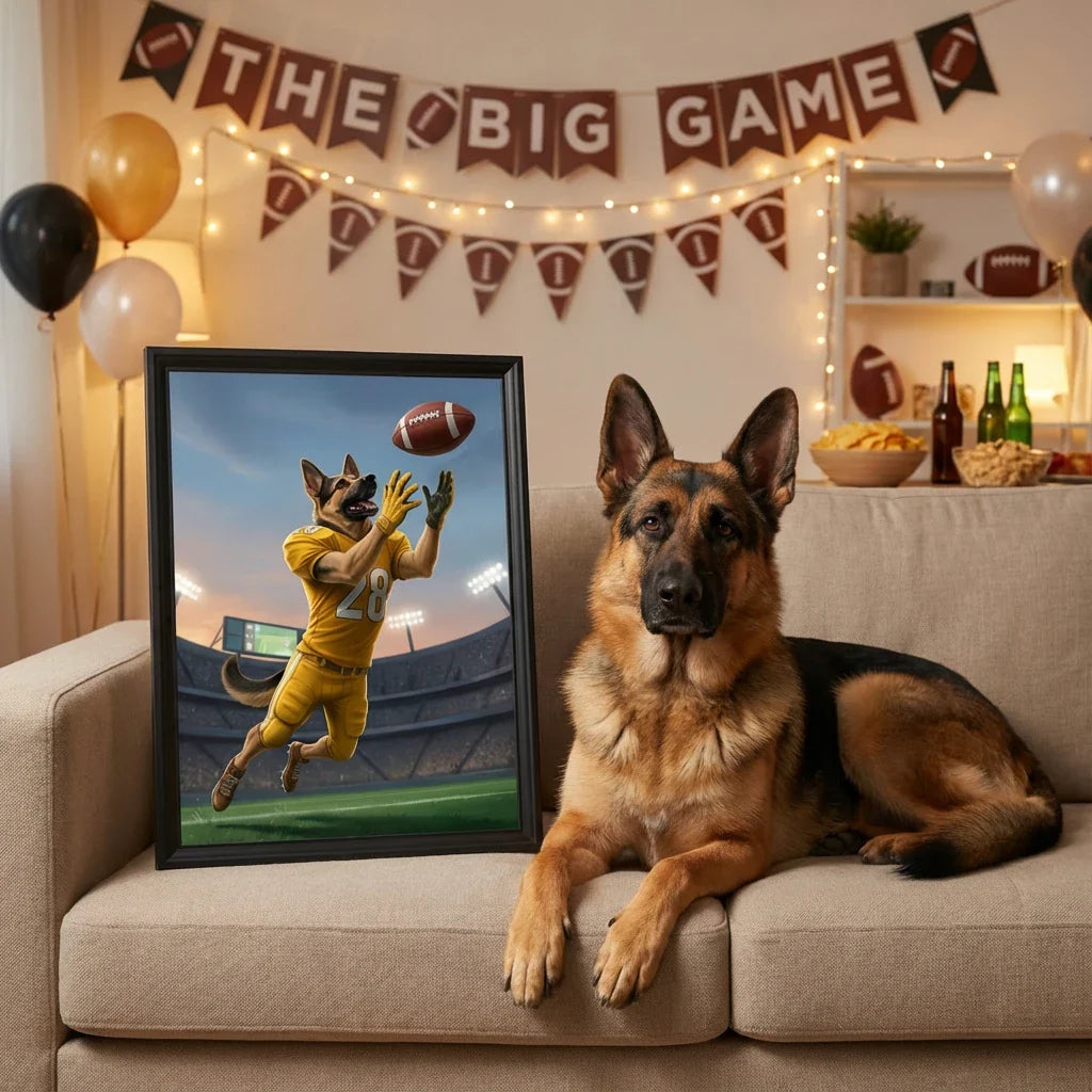 Artzuzu Custom Portrait For Pets - Wide Receiver Jump Catch